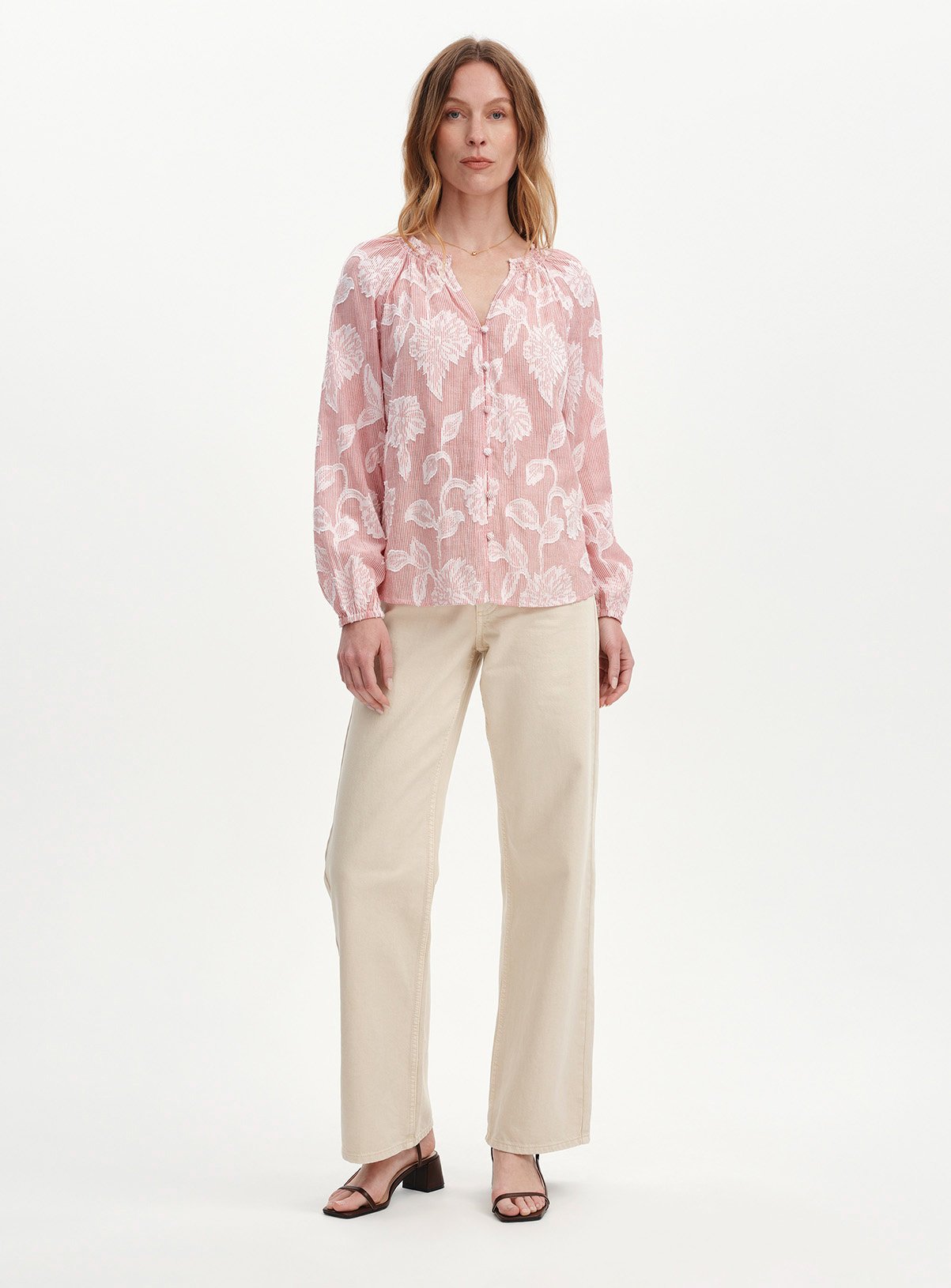 FINERY Ivie Floral Stripe Raglan Sleeve Blouse 20 - Image 5 thumbnail